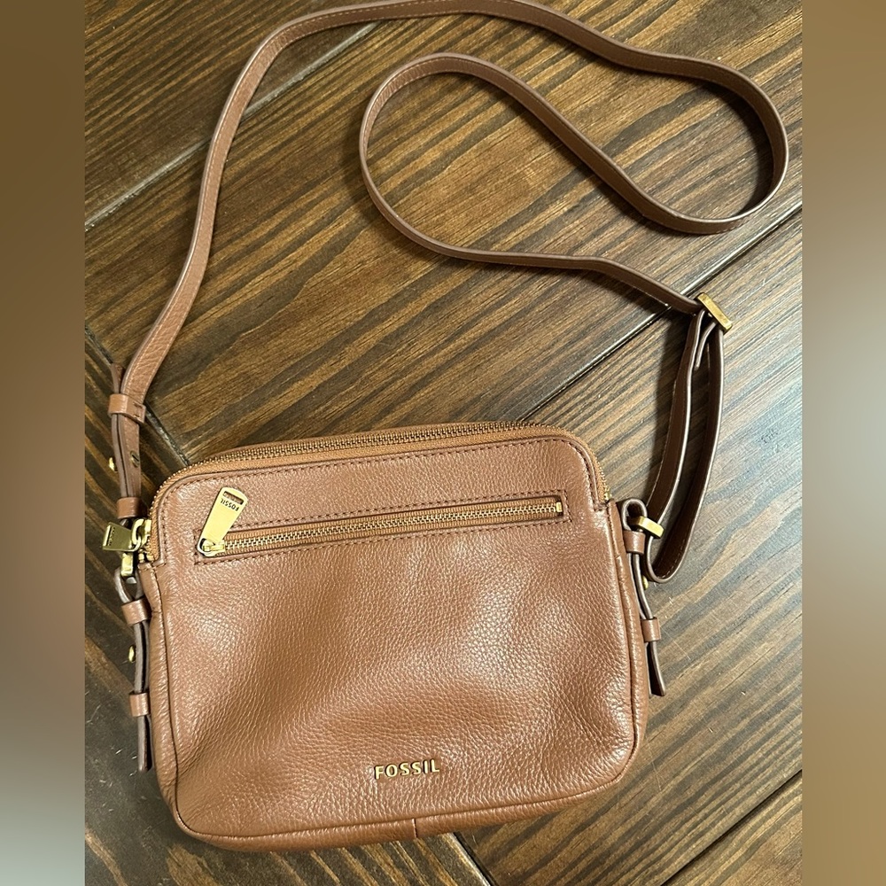 Fossil Brown Leather Crossbody Bag